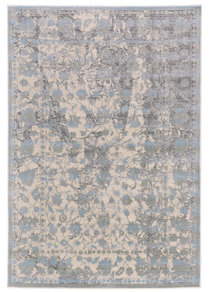HomeRoots 10' Modern Ivory and Blue Abstract Area Rug – Plush, Faded Design for Family Spaces & Easy Care 10' X 13' 565729