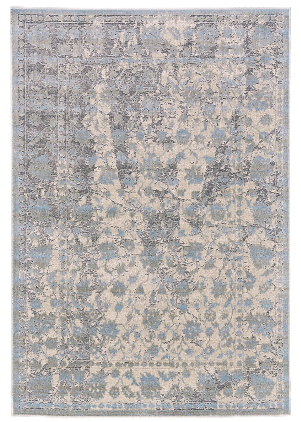 HomeRoots 10' Modern Ivory and Blue Abstract Area Rug – Plush, Faded Design for Family Spaces & Easy Care 10' X 13' 565729