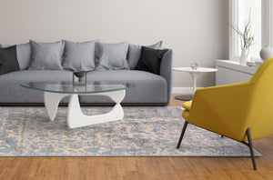 HomeRoots 10' Modern Ivory and Blue Abstract Area Rug – Plush, Faded Design for Family Spaces & Easy Care 10' X 13' 565729