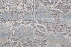 HomeRoots 10' Modern Ivory and Blue Abstract Area Rug – Plush, Faded Design for Family Spaces & Easy Care 10' X 13' 565729
