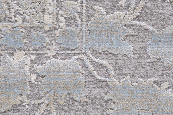 HomeRoots 10' Modern Ivory and Blue Abstract Area Rug – Plush, Faded Design for Family Spaces & Easy Care 10' X 13' 565729