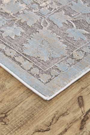 HomeRoots 10' Modern Ivory and Blue Abstract Area Rug – Plush, Faded Design for Family Spaces & Easy Care 10' X 13' 565729
