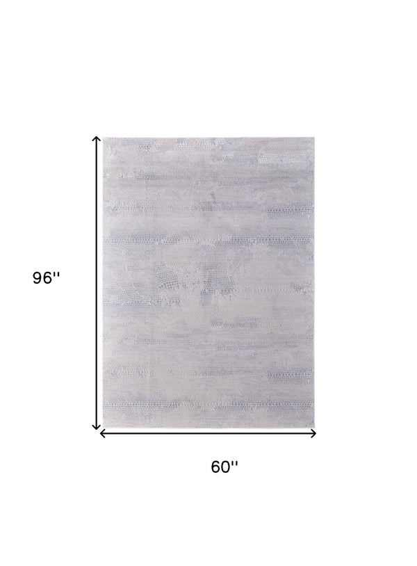 HomeRoots 5' Gray and Ivory Abstract Area Rug - Durable, Power Loomed Design for Sophisticated Home Décor 5' X 8' 565733