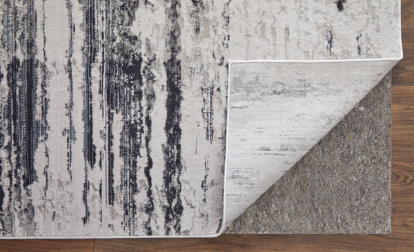 HomeRoots 5' Gray Ivory Taupe Abstract Area Rug - Contemporary Power Loomed Design for Stylish Living Spaces 5' X 8' 565736