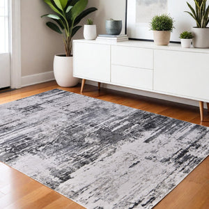 HomeRoots 5' Gray Ivory Taupe Abstract Area Rug - Contemporary Power Loomed Design for Stylish Living Spaces 5' X 8' 565736