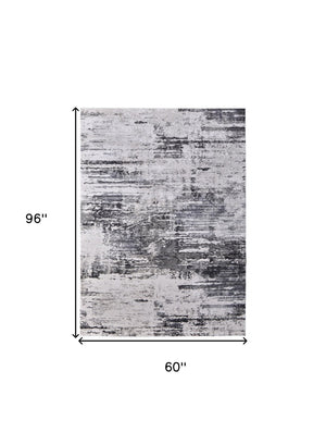 HomeRoots 5' Gray Ivory Taupe Abstract Area Rug - Contemporary Power Loomed Design for Stylish Living Spaces 5' X 8' 565736