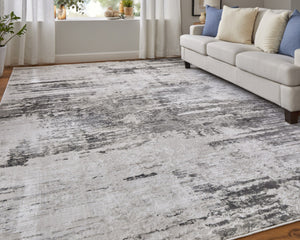 HomeRoots 5' Gray Ivory Taupe Abstract Area Rug - Contemporary Power Loomed Design for Stylish Living Spaces 8' X 11' 565737