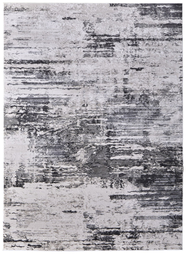 HomeRoots 5' Gray Ivory Taupe Abstract Area Rug - Contemporary Power Loomed Design for Stylish Living Spaces 10' X 13' 565738