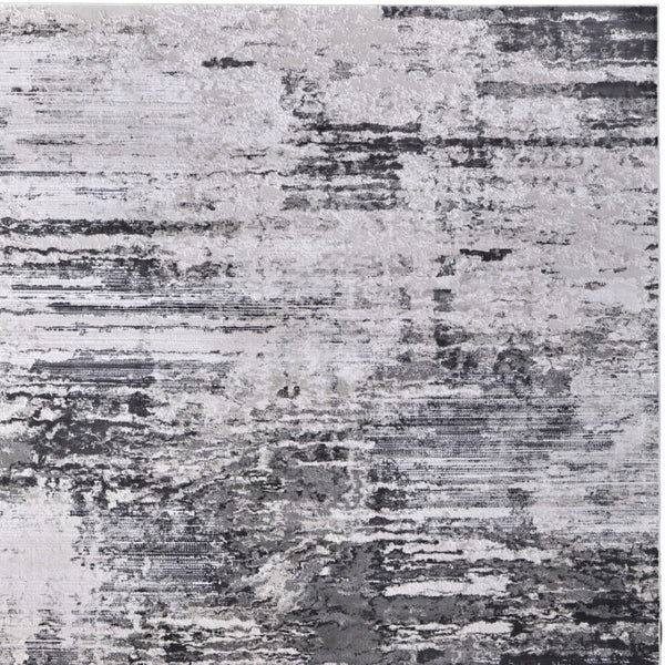 HomeRoots 5' Gray Ivory Taupe Abstract Area Rug - Contemporary Power Loomed Design for Stylish Living Spaces 10' X 13' 565738