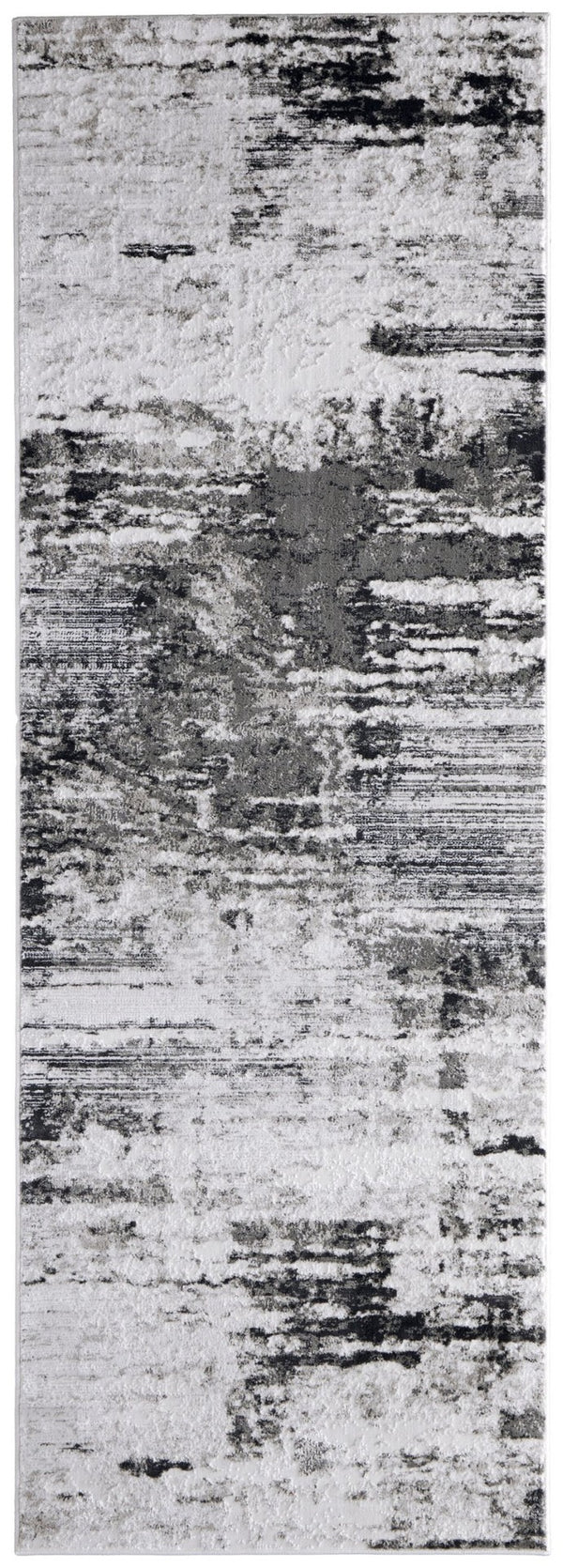 HomeRoots 5' Gray Ivory Taupe Abstract Area Rug - Contemporary Power Loomed Design for Stylish Living Spaces 8' Runner 565739