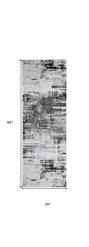 HomeRoots 5' Gray Ivory Taupe Abstract Area Rug - Contemporary Power Loomed Design for Stylish Living Spaces 8' Runner 565739