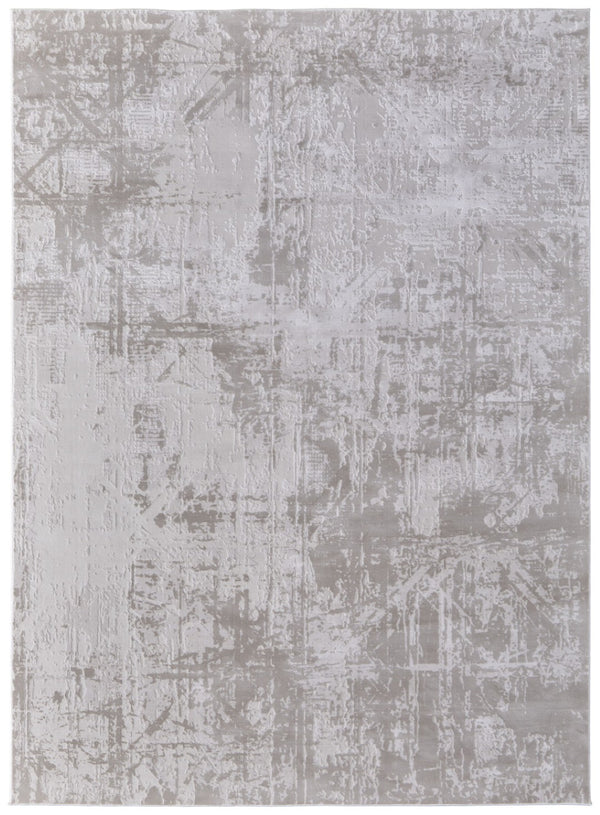 HomeRoots 5' Taupe and Silver Abstract Distressed Area Rug – Glamorous, Durable Design for Modern Interiors 8' X 11' 565741