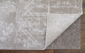 HomeRoots 5' Taupe and Silver Abstract Distressed Area Rug – Glamorous, Durable Design for Modern Interiors 8' X 11' 565741
