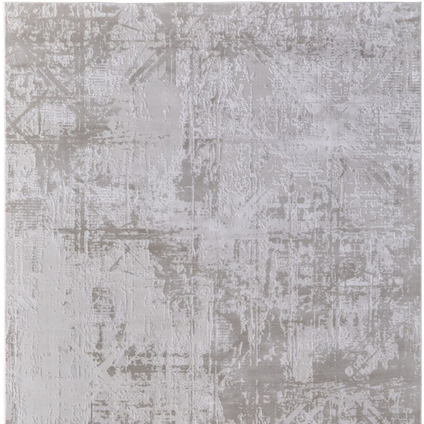 HomeRoots 5' Taupe and Silver Abstract Distressed Area Rug – Glamorous, Durable Design for Modern Interiors 8' X 11' 565741