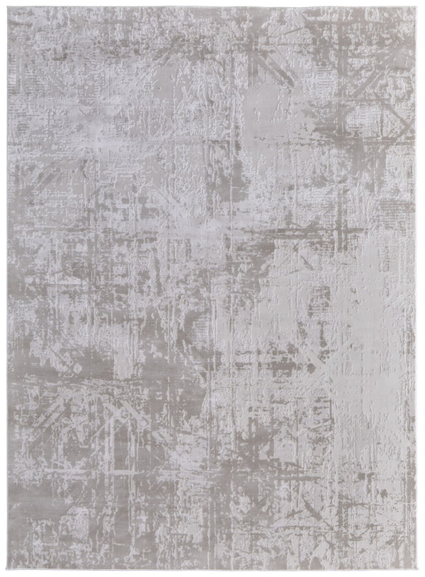 HomeRoots 5' Taupe and Silver Abstract Distressed Area Rug – Glamorous, Durable Design for Modern Interiors 8' X 11' 565741