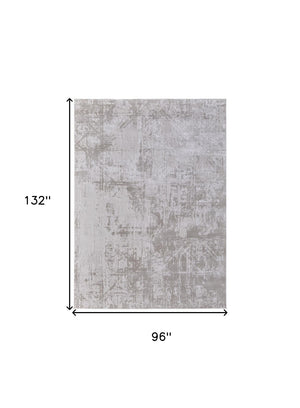 HomeRoots 5' Taupe and Silver Abstract Distressed Area Rug – Glamorous, Durable Design for Modern Interiors 8' X 11' 565741