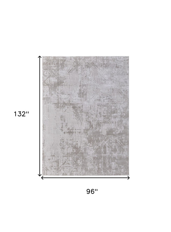 HomeRoots 5' Taupe and Silver Abstract Distressed Area Rug – Glamorous, Durable Design for Modern Interiors 8' X 11' 565741