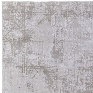 HomeRoots 5' Taupe and Silver Abstract Distressed Area Rug – Glamorous, Durable Design for Modern Interiors 10' X 13' 565742