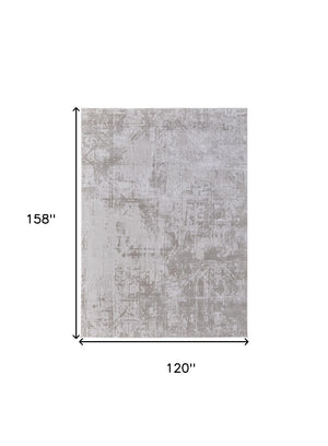 HomeRoots 5' Taupe and Silver Abstract Distressed Area Rug – Glamorous, Durable Design for Modern Interiors 10' X 13' 565742