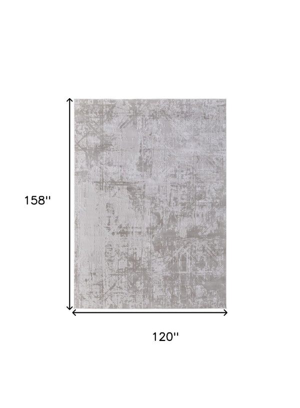 HomeRoots 5' Taupe and Silver Abstract Distressed Area Rug – Glamorous, Durable Design for Modern Interiors 10' X 13' 565742