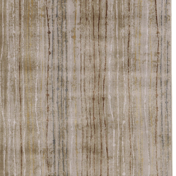 HomeRoots 10' Brown and Tan Striped Power Loom Area Rug - Durable, Stain-Resistant Design for Stylish Homes 10' X 13' 565750