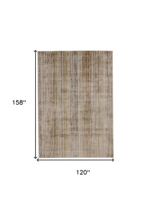 HomeRoots 10' Brown and Tan Striped Power Loom Area Rug - Durable, Stain-Resistant Design for Stylish Homes 10' X 13' 565750