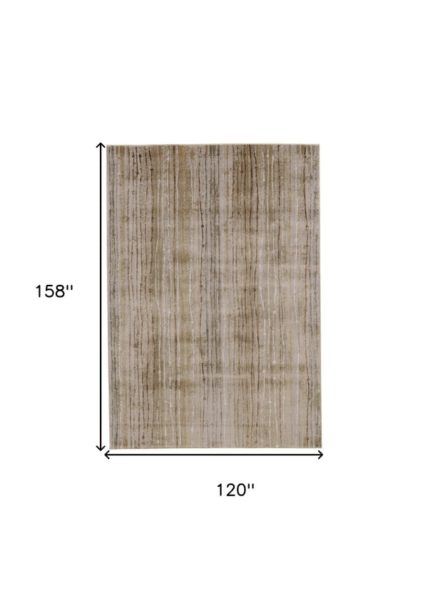 HomeRoots 10' Brown and Tan Striped Power Loom Area Rug - Durable, Stain-Resistant Design for Stylish Homes 10' X 13' 565750