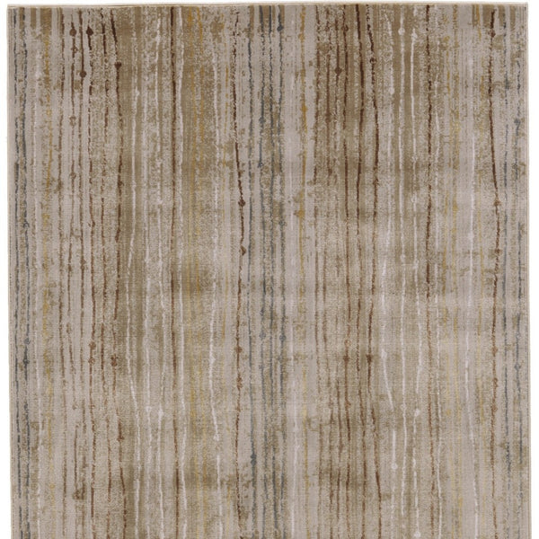 HomeRoots 10' Brown and Tan Striped Power Loom Area Rug - Durable, Stain-Resistant Design for Stylish Homes 10' X 13' 565750