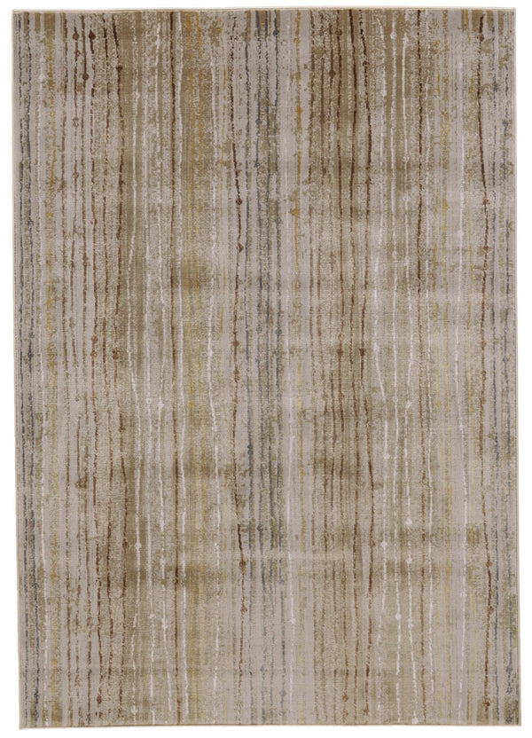 HomeRoots 10' Brown and Tan Striped Power Loom Area Rug - Durable, Stain-Resistant Design for Stylish Homes 10' X 13' 565750