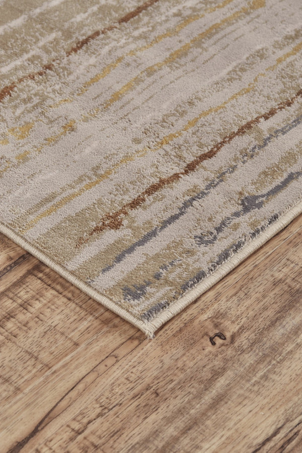 HomeRoots 10' Brown and Tan Striped Power Loom Area Rug - Durable, Stain-Resistant Design for Stylish Homes 10' X 13' 565750