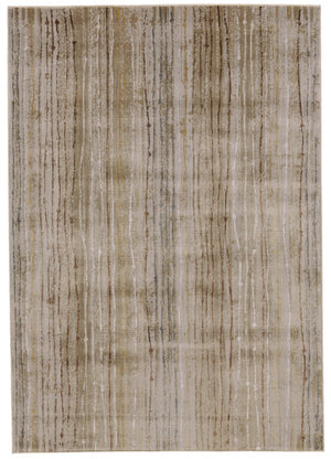 HomeRoots 10' Brown and Tan Striped Power Loom Area Rug - Durable, Stain-Resistant Design for Stylish Homes 10' X 13' 565750
