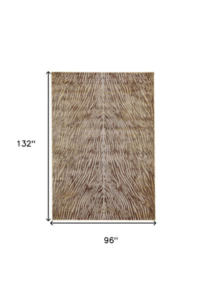 Homeroots 8' X 11' Brown And Tan Animal Print Power Loom Area Rug Brown Polypropylene 565751