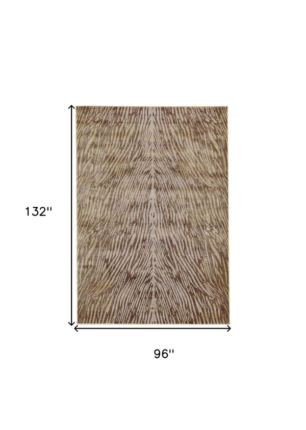 Homeroots 8' X 11' Brown And Tan Animal Print Power Loom Area Rug Brown Polypropylene 565751