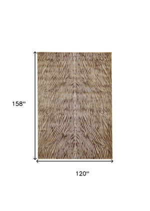 Homeroots 10' X 13' Brown And Tan Animal Print Power Loom Area Rug Brown Polypropylene 565752
