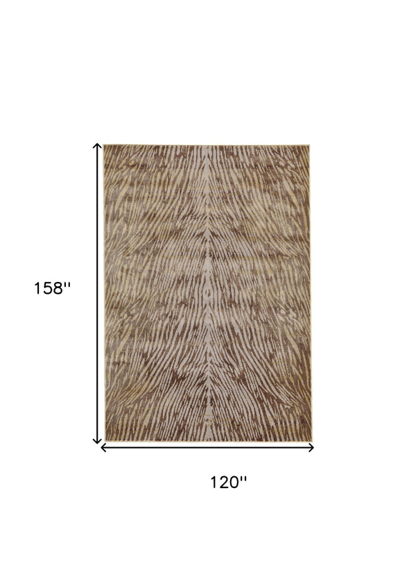Homeroots 10' X 13' Brown And Tan Animal Print Power Loom Area Rug Brown Polypropylene 565752