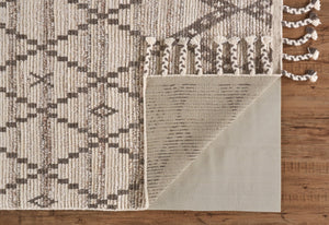 HomeRoots 8' Taupe and Ivory Wool Geometric Hand-Knotted Area Rug - Timeless Style for Every Room Decor 8' X 12' 565753