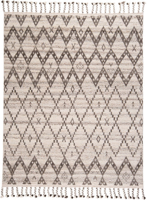 HomeRoots 8' Taupe and Ivory Wool Geometric Hand-Knotted Area Rug - Timeless Style for Every Room Decor 8' X 12' 565753