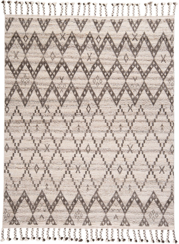HomeRoots 8' Taupe and Ivory Wool Geometric Hand-Knotted Area Rug - Timeless Style for Every Room Decor 8' X 12' 565753