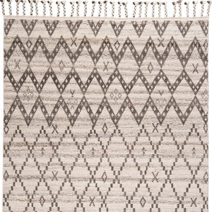 HomeRoots 8' Taupe and Ivory Wool Geometric Hand-Knotted Area Rug - Timeless Style for Every Room Decor 8' X 12' 565753