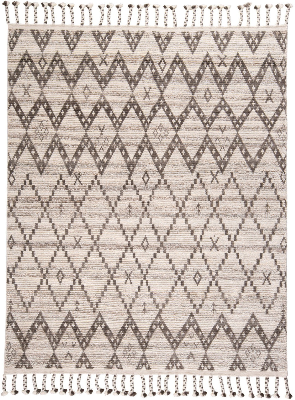 HomeRoots 8' Taupe and Ivory Wool Geometric Hand-Knotted Area Rug - Timeless Style for Every Room Decor 8' X 12' 565753