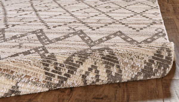 HomeRoots 8' Taupe and Ivory Wool Geometric Hand-Knotted Area Rug - Timeless Style for Every Room Decor 9' X 13' 565754