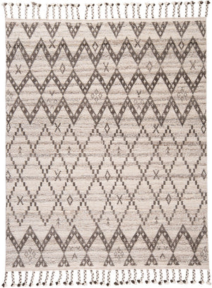 HomeRoots 8' Taupe and Ivory Wool Geometric Hand-Knotted Area Rug - Timeless Style for Every Room Decor 9' X 13' 565754