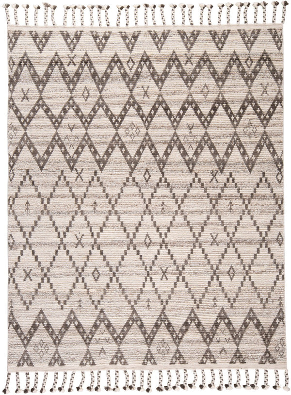 HomeRoots 8' Taupe and Ivory Wool Geometric Hand-Knotted Area Rug - Timeless Style for Every Room Decor 9' X 13' 565754