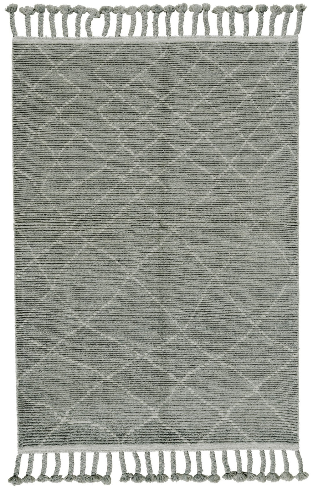 HomeRoots 4' Green Hand-Knotted Wool Area Rug with Geometric Pattern – Soft, Stain-Resistant Comfort for Homes 565755
