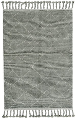 HomeRoots 4' Green Hand-Knotted Wool Area Rug with Geometric Pattern – Soft, Stain-Resistant Comfort for Homes 565755