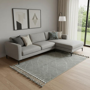 HomeRoots 8' X 10' Green Wool Hand-Knotted Area Rug - Modern Geometric Design for Warmth & Style in Any Room 565757