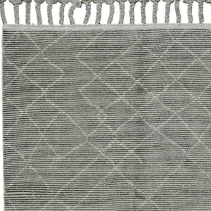 HomeRoots 8' X 10' Green Wool Hand-Knotted Area Rug - Modern Geometric Design for Warmth & Style in Any Room 565757