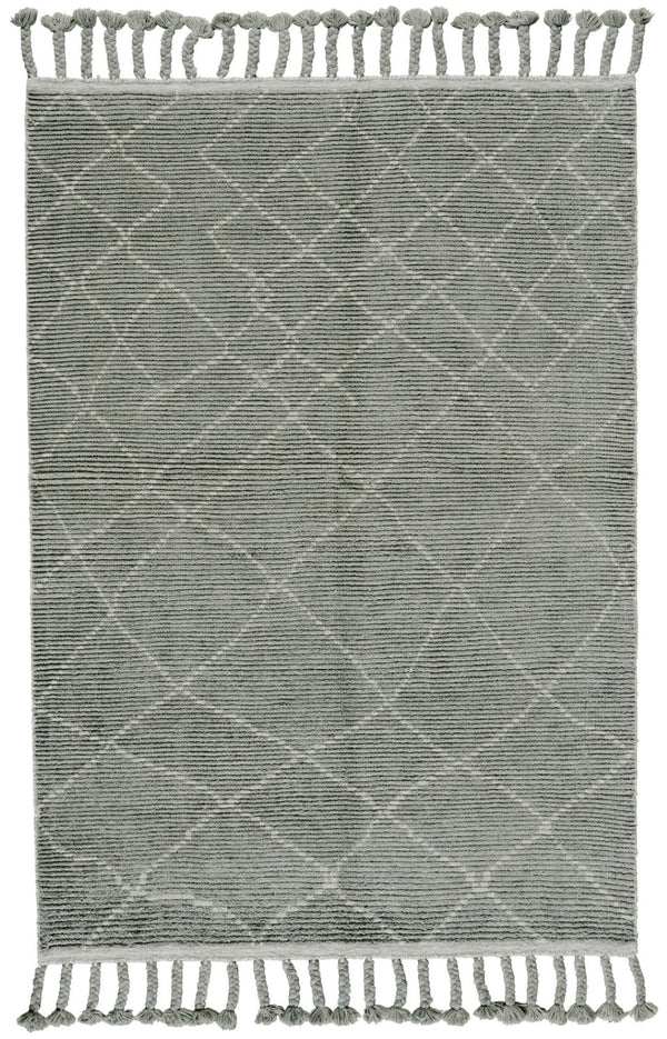 HomeRoots 8' X 10' Green Wool Hand-Knotted Area Rug - Modern Geometric Design for Warmth & Style in Any Room 565757