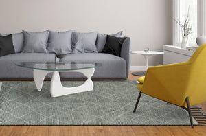 HomeRoots 8' X 10' Green Wool Hand-Knotted Area Rug - Modern Geometric Design for Warmth & Style in Any Room 565757
