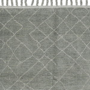 HomeRoots 8' X 12' Green Wool Geometric Hand-Knotted Area Rug - Soft, Durable, Stain-Resistant Design for Style 565758